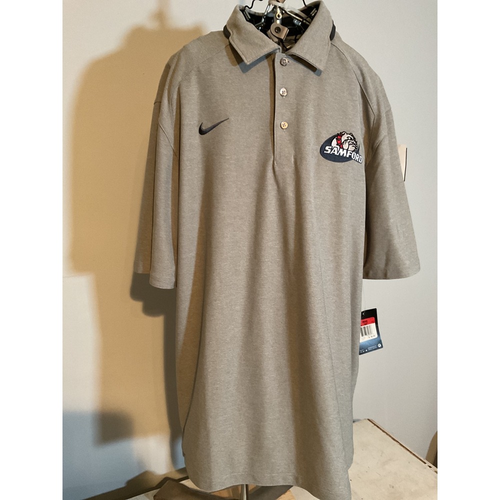 Nike Dri-FIT Samford Bulldogs Polo Shirt Mens Large Gray 618974-063 NWT